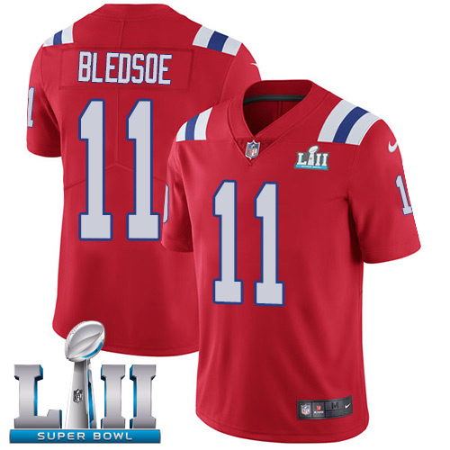 Nike Patriots #11 Drew Bledsoe Red Alternate Super Bowl LII Men's Stitched NFL Vapor Untouchable Limited Jersey - Click Image to Close